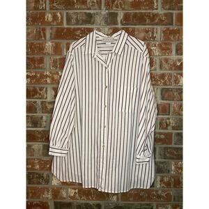Vintage Zoomers Striped 3/4 Sleeve Womens Button Up Shirt 100% Cotton Made in US